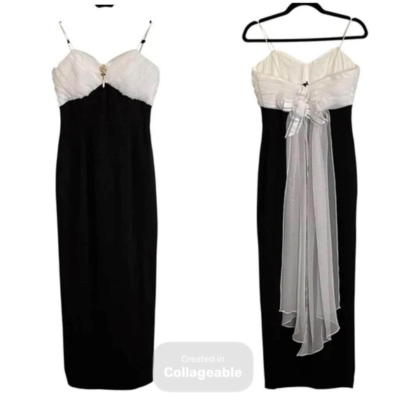 Scott McClintock Dresses & Skirts - VTG 90s Scott McClintock Black White Formal Evening Gown Maxi Dress‎ Size 6 Prom